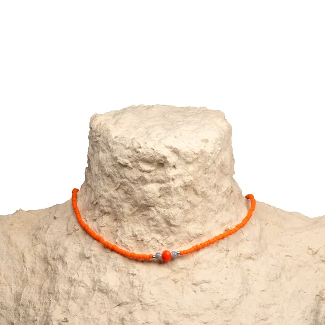 CrisFeather Sely choker margele portocaliu-gri