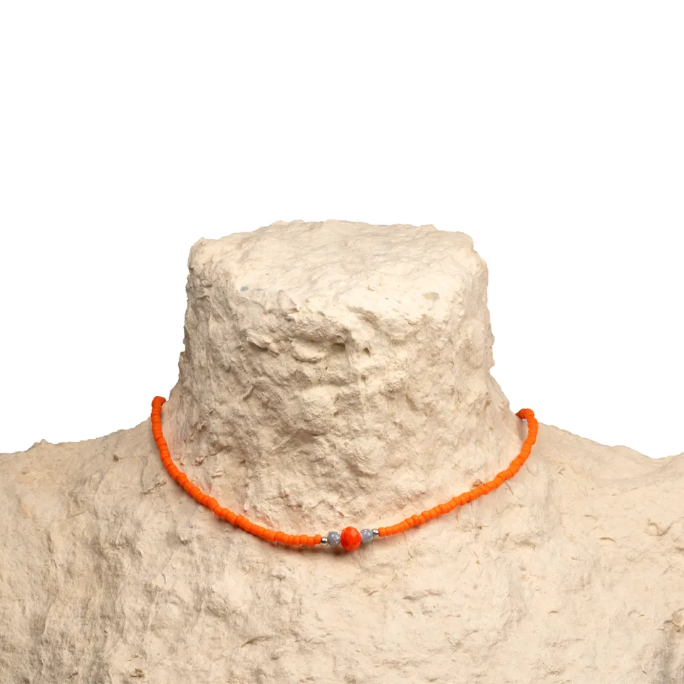 CrisFeather Sely choker margele portocaliu-gri