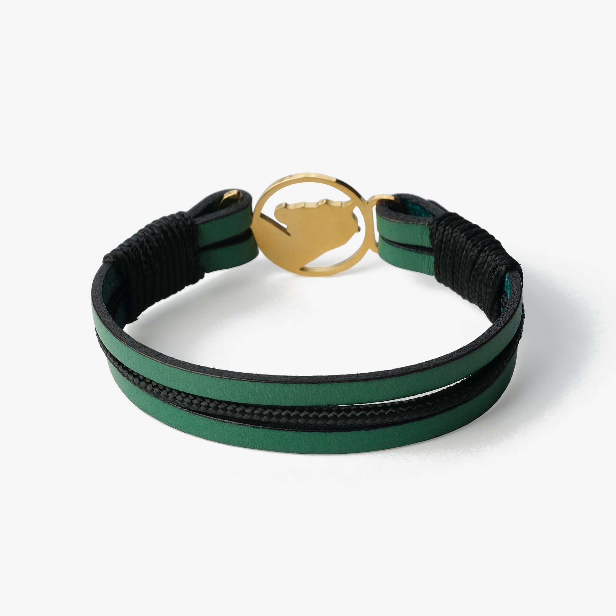Brățară piele Old Skipper Emerald Seascape Horse verde-negru