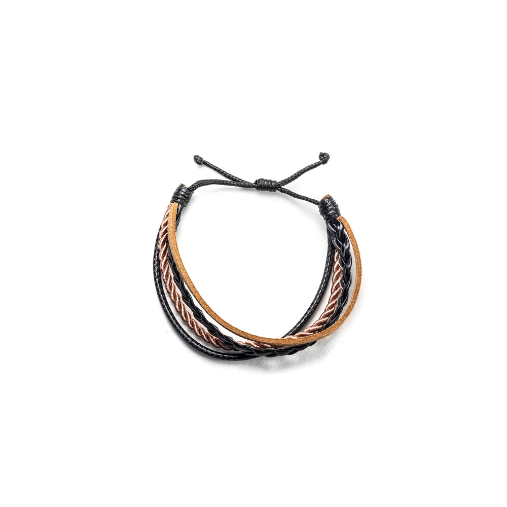 CrisFeather DarkChocolate brățară piele negru-maro auriu