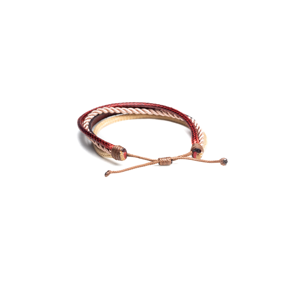 CrisFeather VelvetSkin brățară piele bărbați crem vișiniu