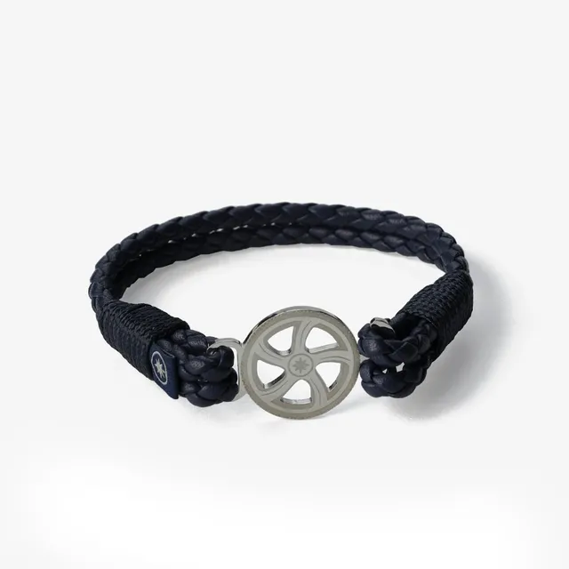 Old Skipper Black Pearl brățară piele neagră împletită ancoră