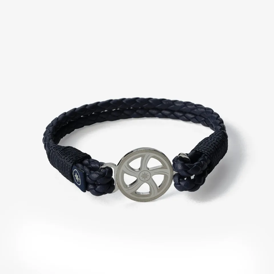 Old Skipper Black Pearl brățară piele neagră împletită ancoră