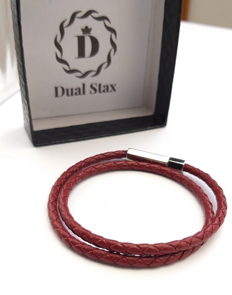 dualstax No.7 brățară piele roșu bordeaux 3mm