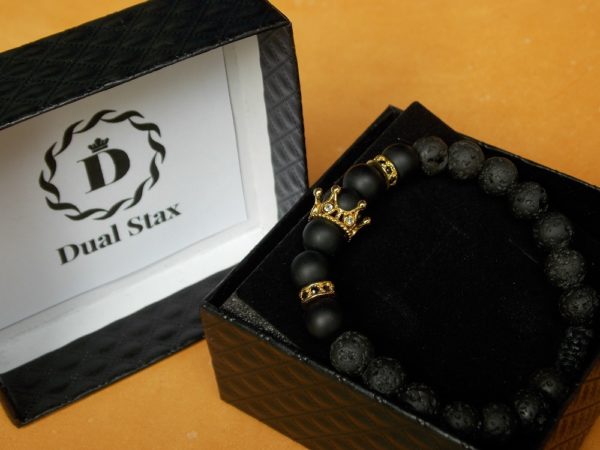 Dualstax no.5 bratara unisex lava coroana aur