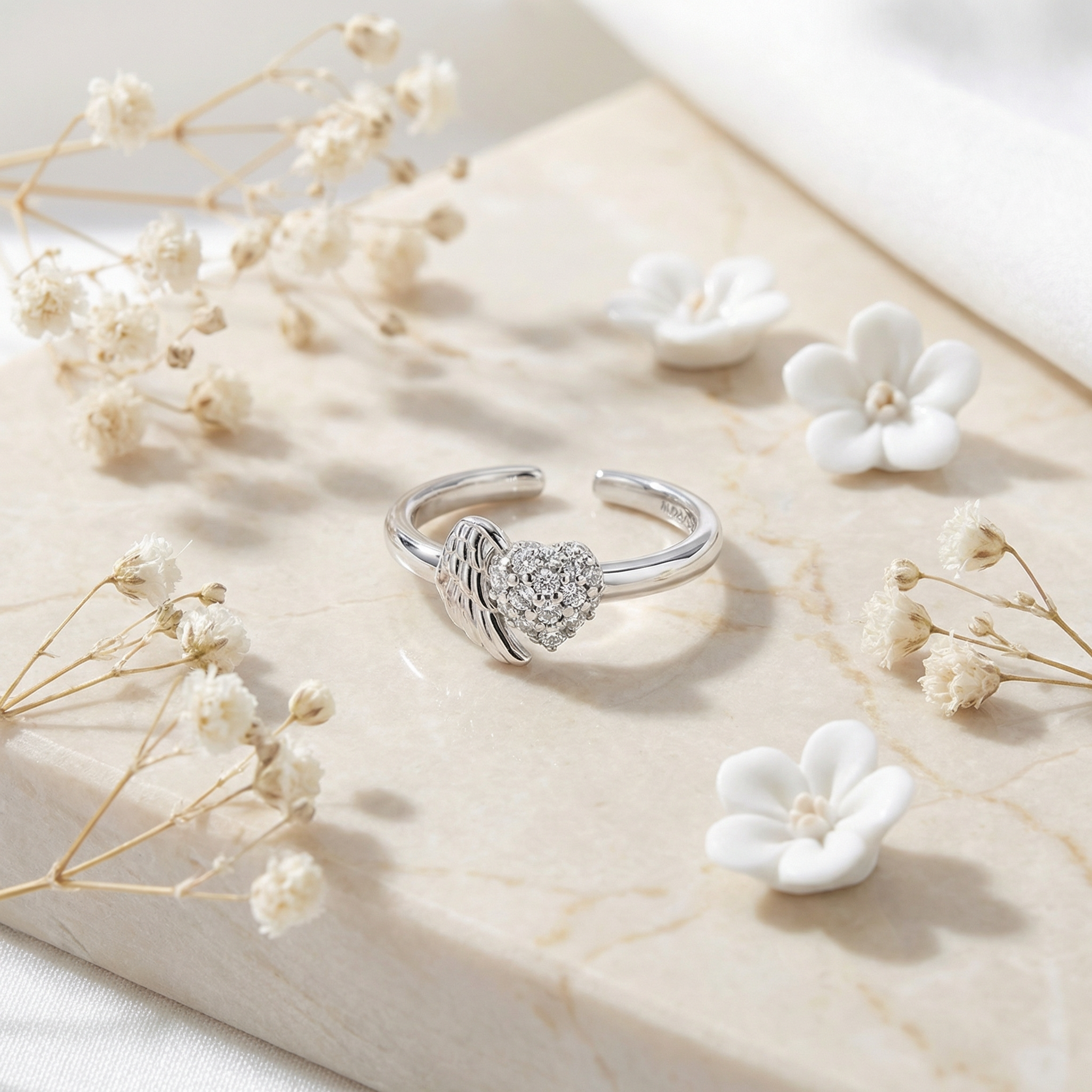 Inel Engelsrufer Herzflügel argint 925 zirconia inimă
