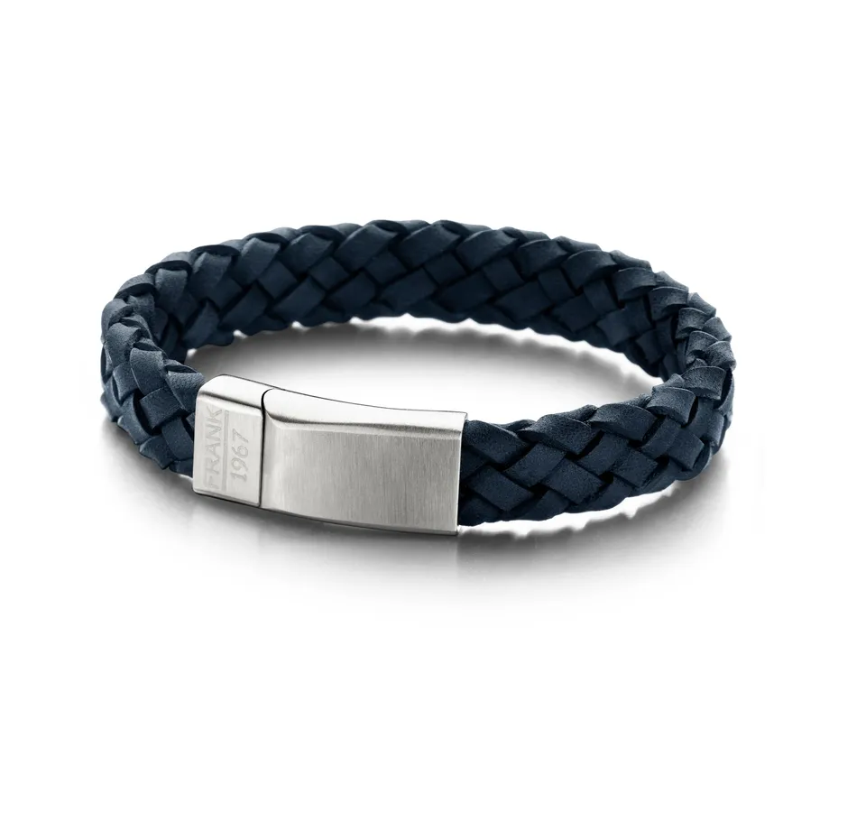 Frank 1967 Thick Braided bratara piele albastru 21cm