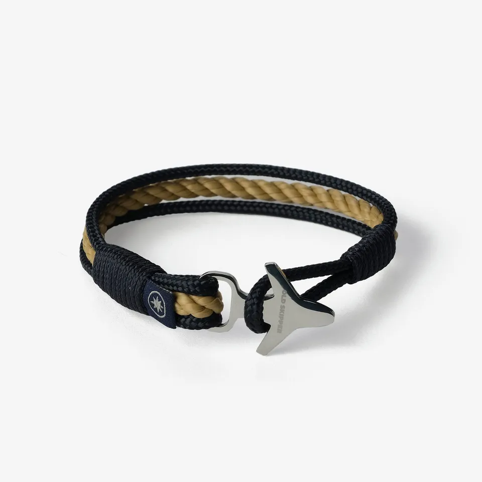 Old Skipper Blackened Waves brățară frânghie bleumarin-bej S/M 17cm
