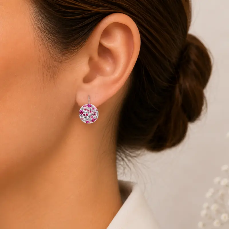 Margeluta.dincristal Chaton Ball Crystal Rose cercei leverback