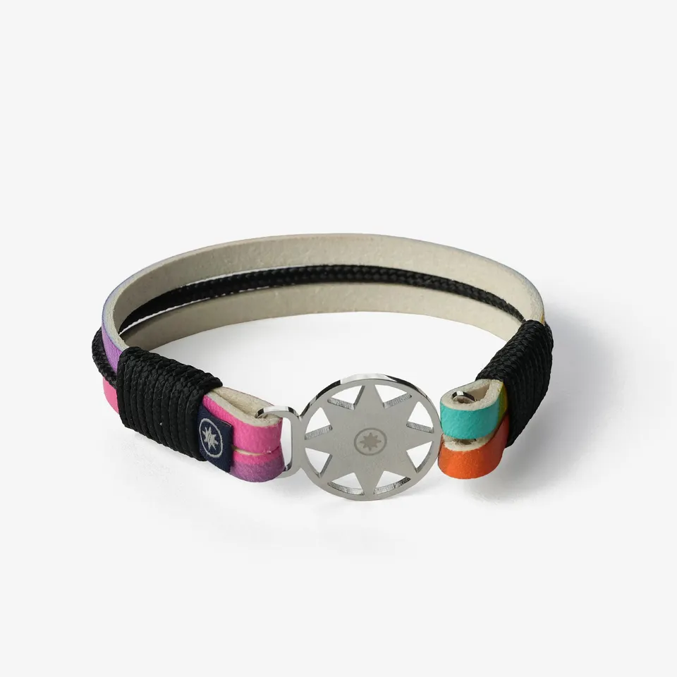 Bratara piele Old Skipper Pride multicolor stea nordica