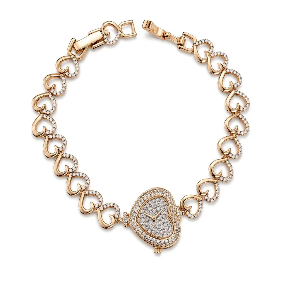 Rafini Rose Heart bratara aur roz 17cm zirconii inima