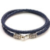 DualStax Lotus brățară piele bleumarin argint 925 4 mm