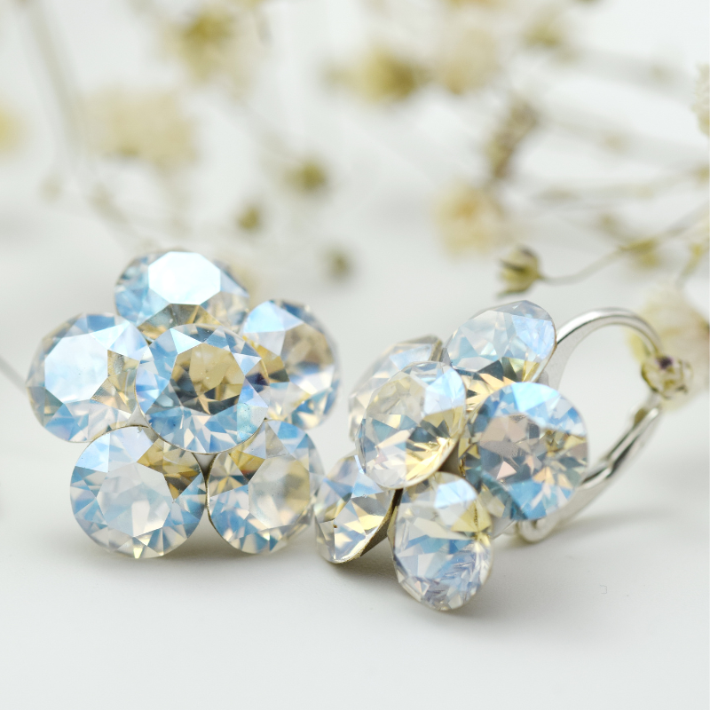 Margeluta Cercei Big Chaton Flower Moonlight argint 925 Swarovski