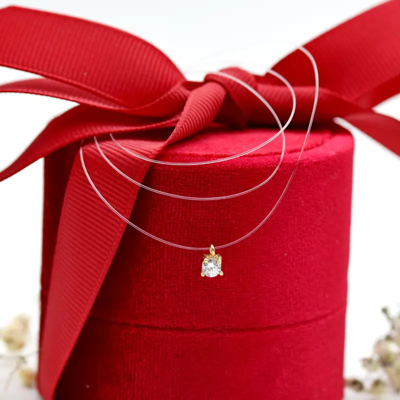 Margeluta.dincristal Fir Transparent colier aur 14k mărgeluță