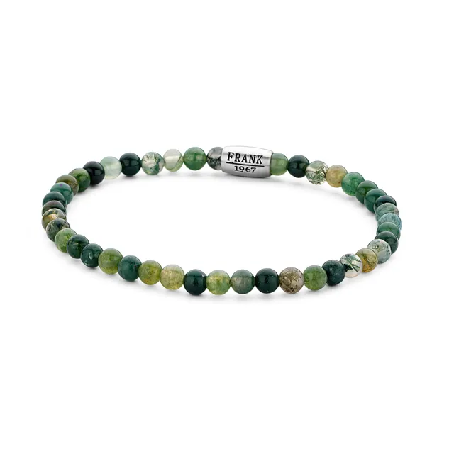 Frank 1967 Moss Agate bratara margele piatra verde