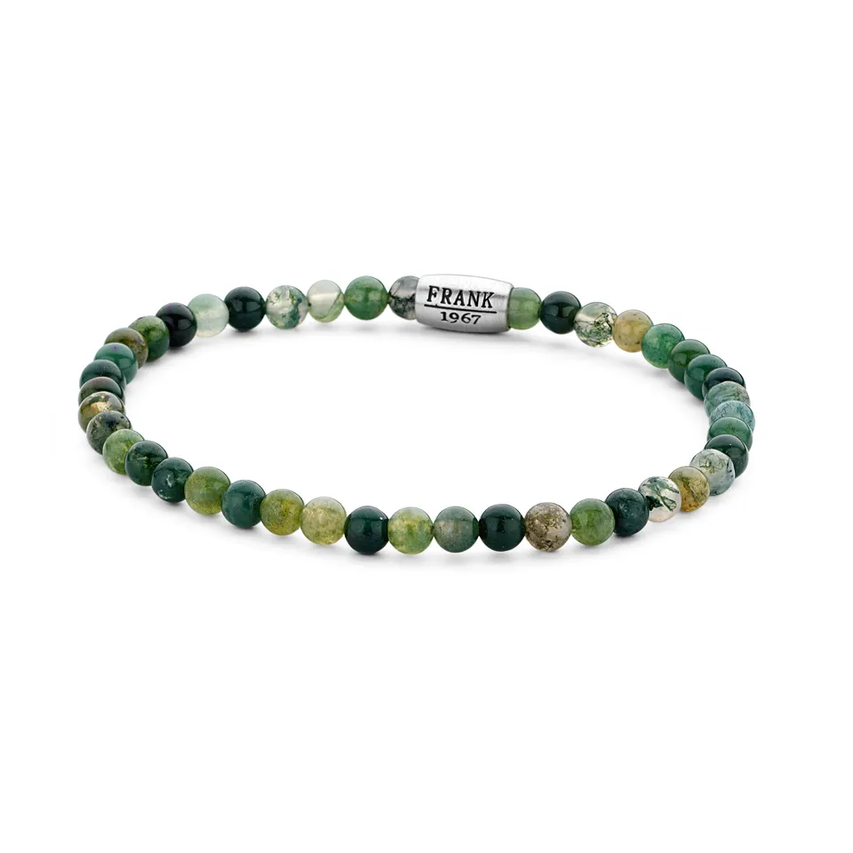 Frank 1967 Moss Agate bratara margele piatra verde