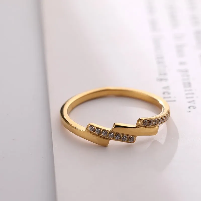 Rafini Starlight Lines inel placat aur 18K