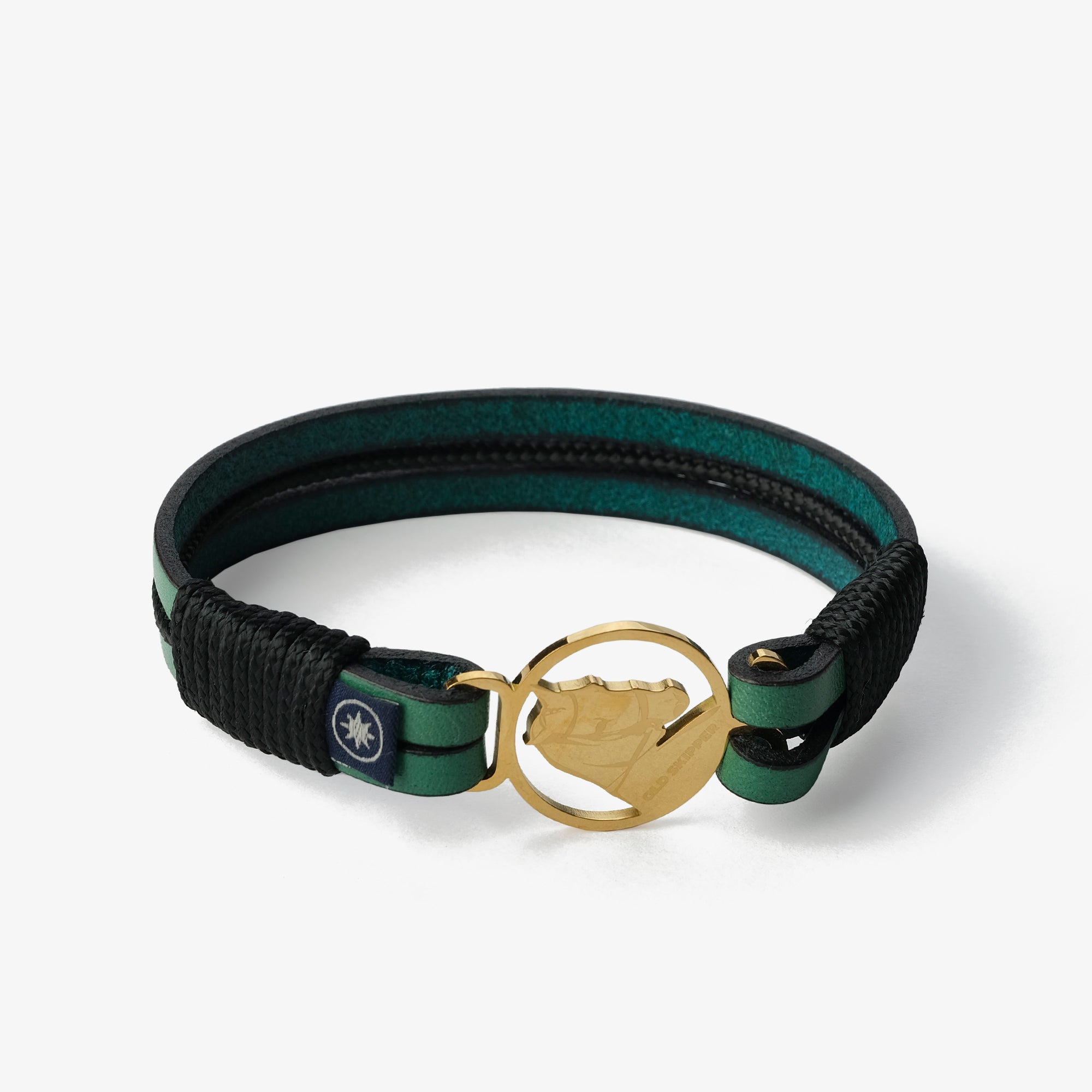 Brățară piele Old Skipper Emerald Seascape Horse verde-negru