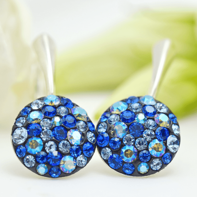 Margeluta.dincristal Chaton Regal Majestic Blue cercei argint 925
