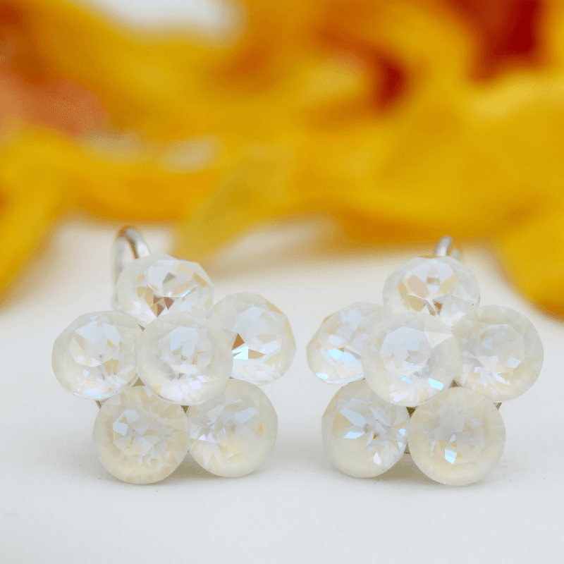 Mărgeluța Chaton Flower cercei Swarovski argint gri