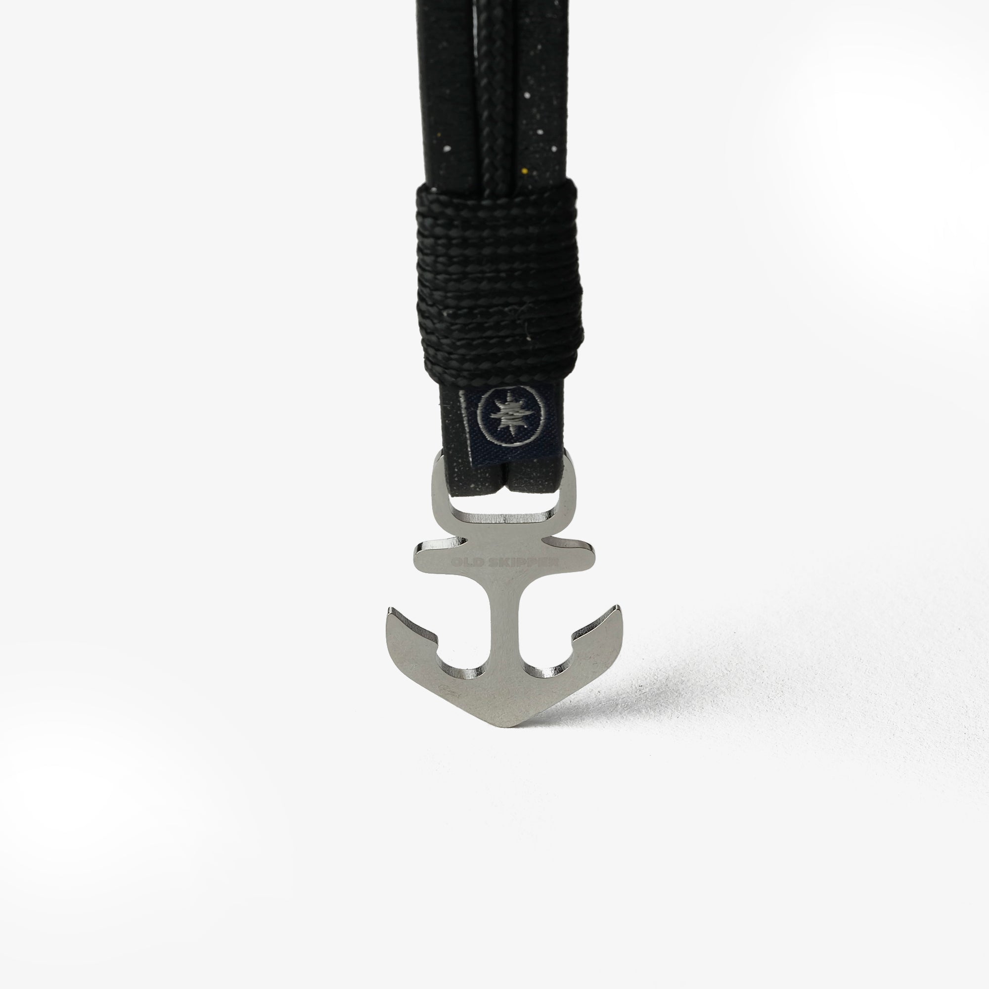 Old Skipper Anchor's Embrace Anchor brățară piele neagră sclipici