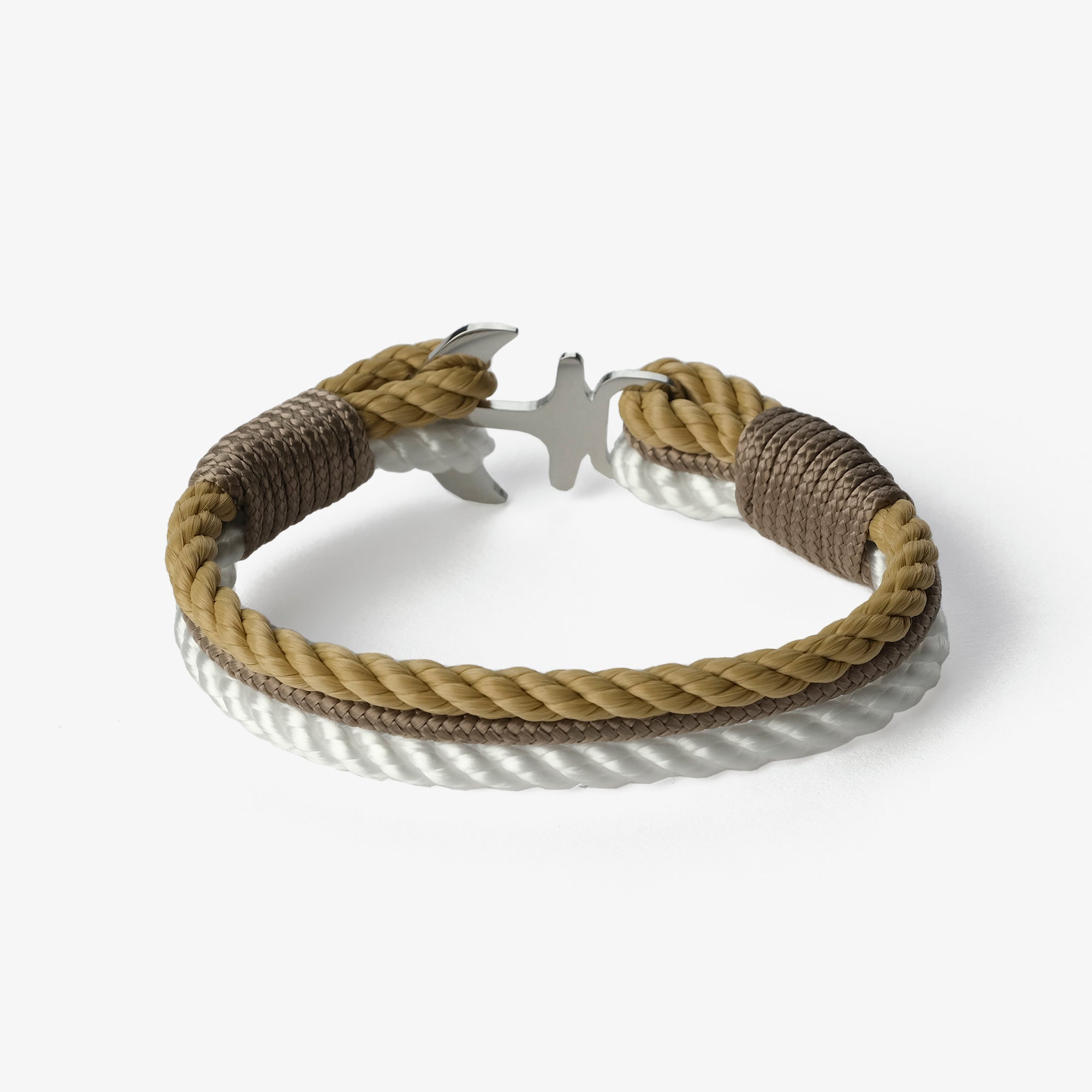 Old Skipper Seafarer's Fusion bratara snur bej-alb ancora