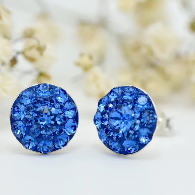 Margeluta.dincristal Chaton Ball Sapphire cercei argint 925 șurub