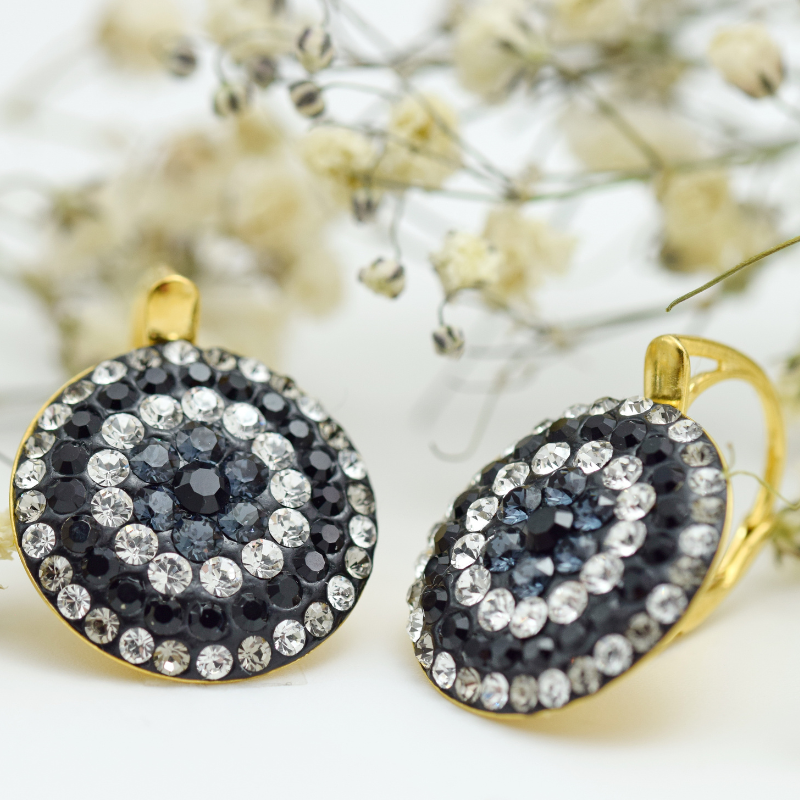Chaton Queen Cercei aurii argint 925 suflat aur Swarovski Preciosa