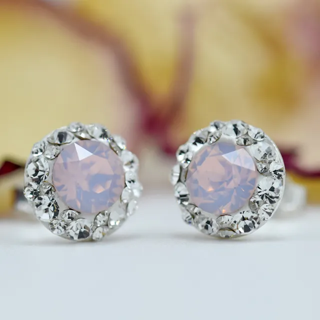 Margeluta.dincristal Chaton Ball Crystal cercei argint 925 rose opal