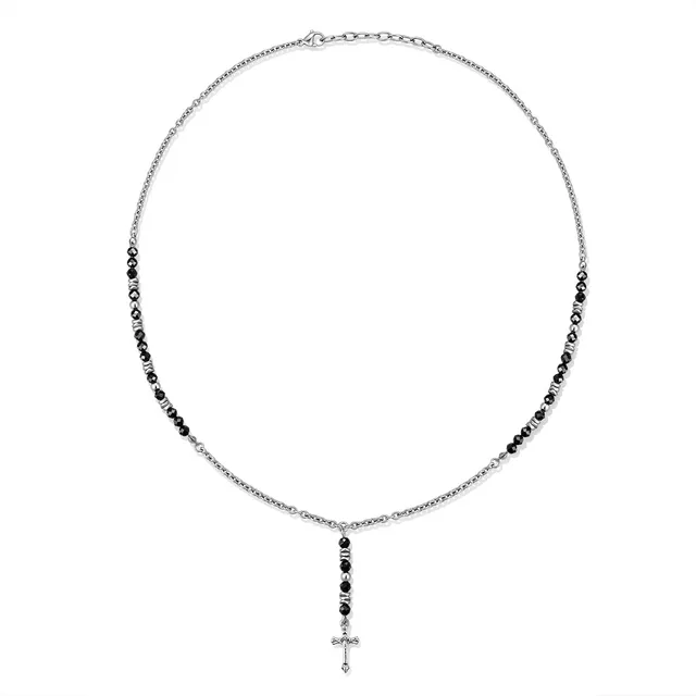 Frank 1967 Cross colier cruce agat negru pietre