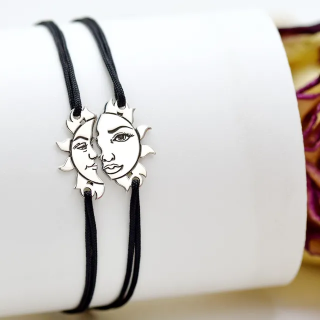 Margeluta.dincristal Soare Si Luna set 2 bratari argint 925 reglabil