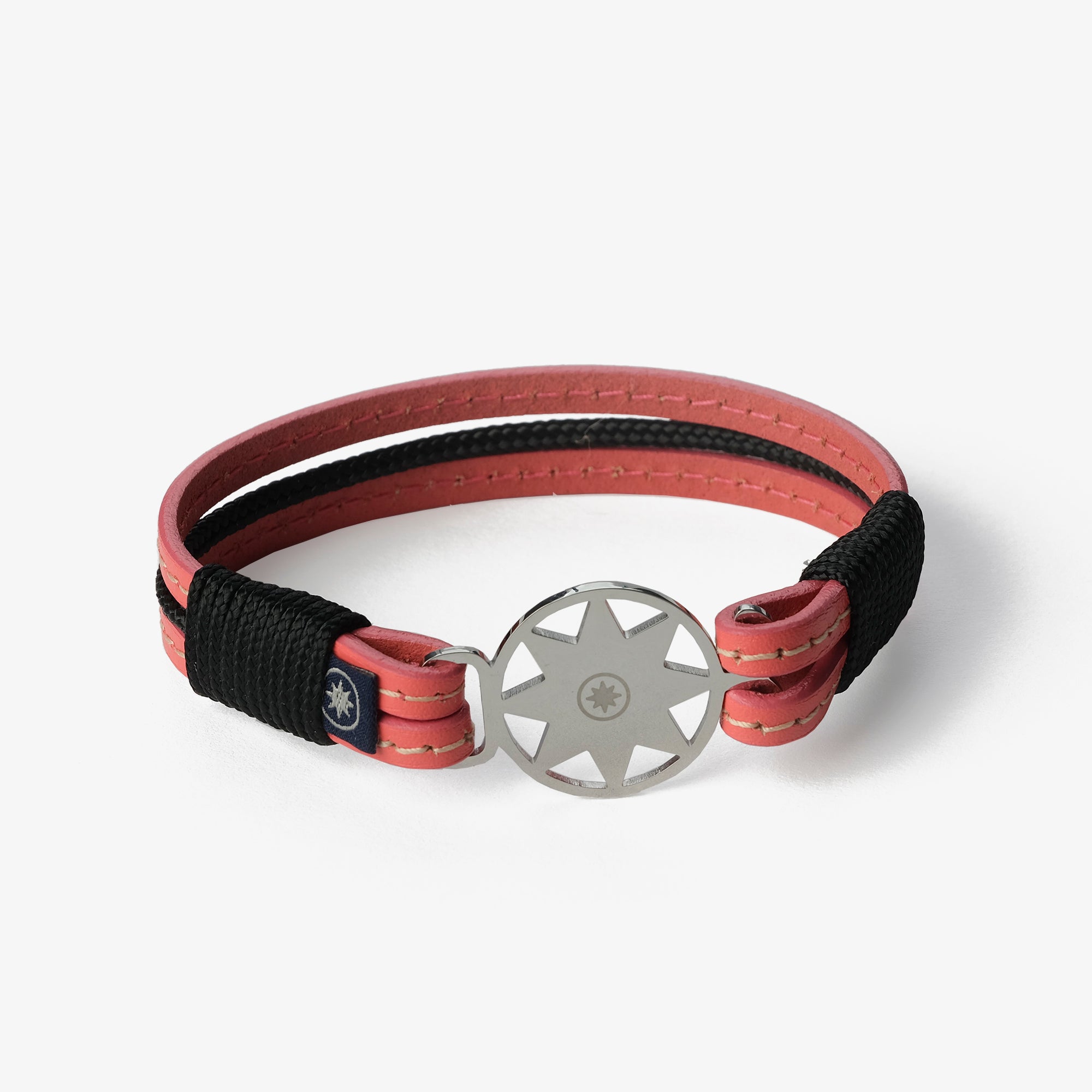 Old Skipper Coral Breeze brățară piele roz-negru stea