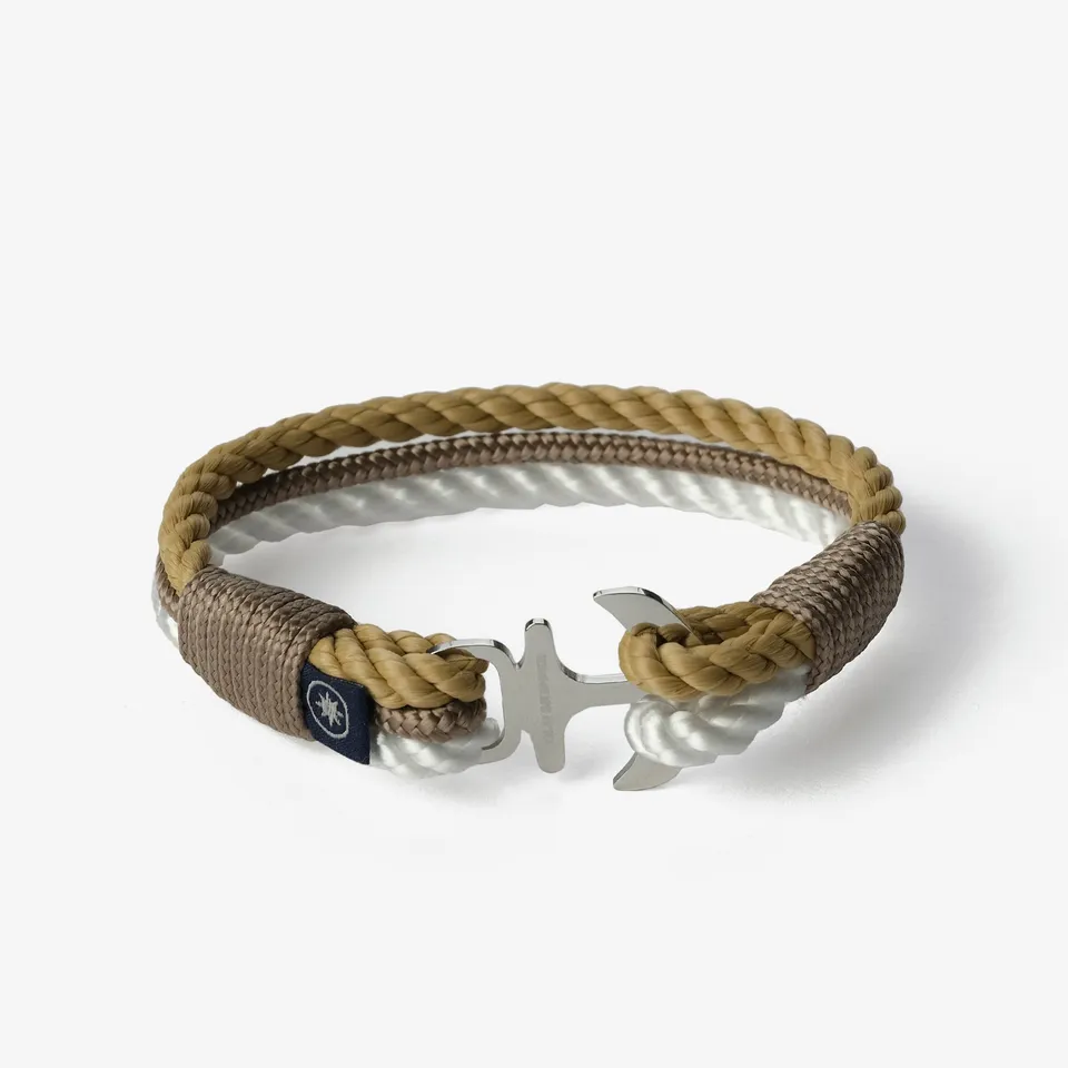 Old Skipper Seafarer's Fusion bratara snur bej-alb ancora
