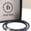DualStax No.6 bratară piele bleumarin 3 mm clips inox