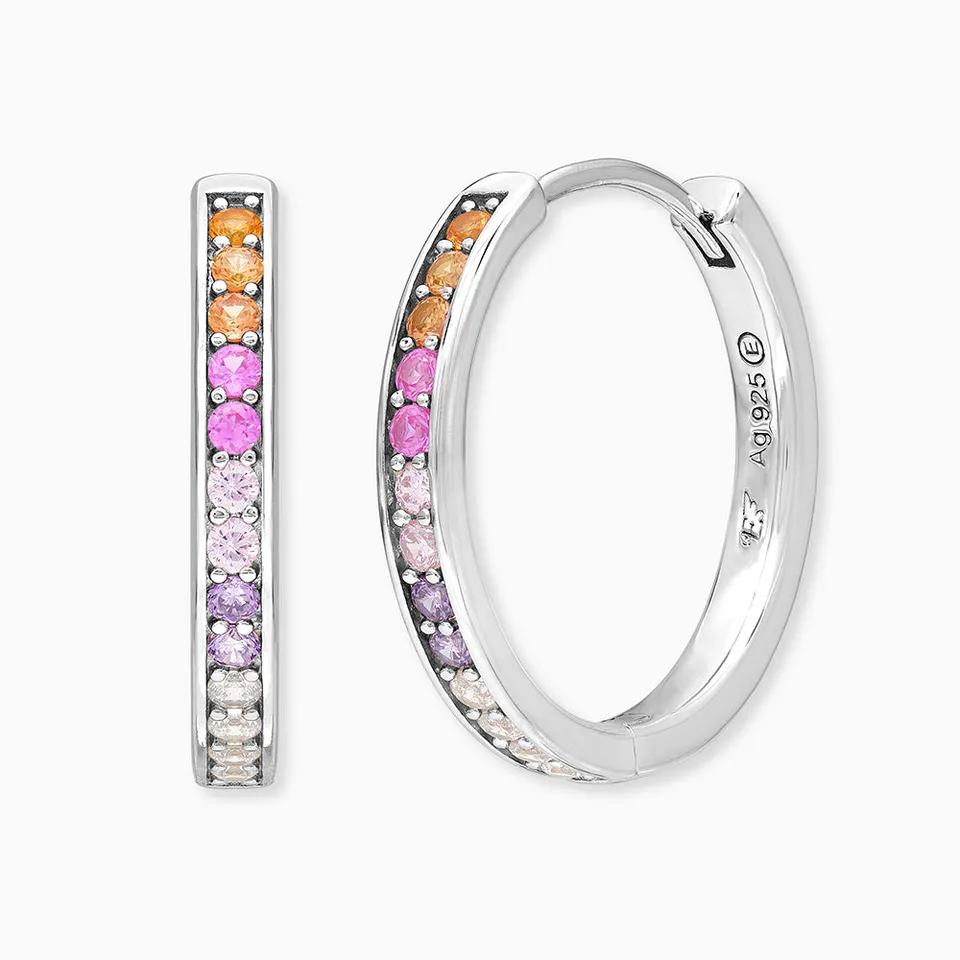 Engelsrufer Regenbogen cercei creole argint zirconia multicolor