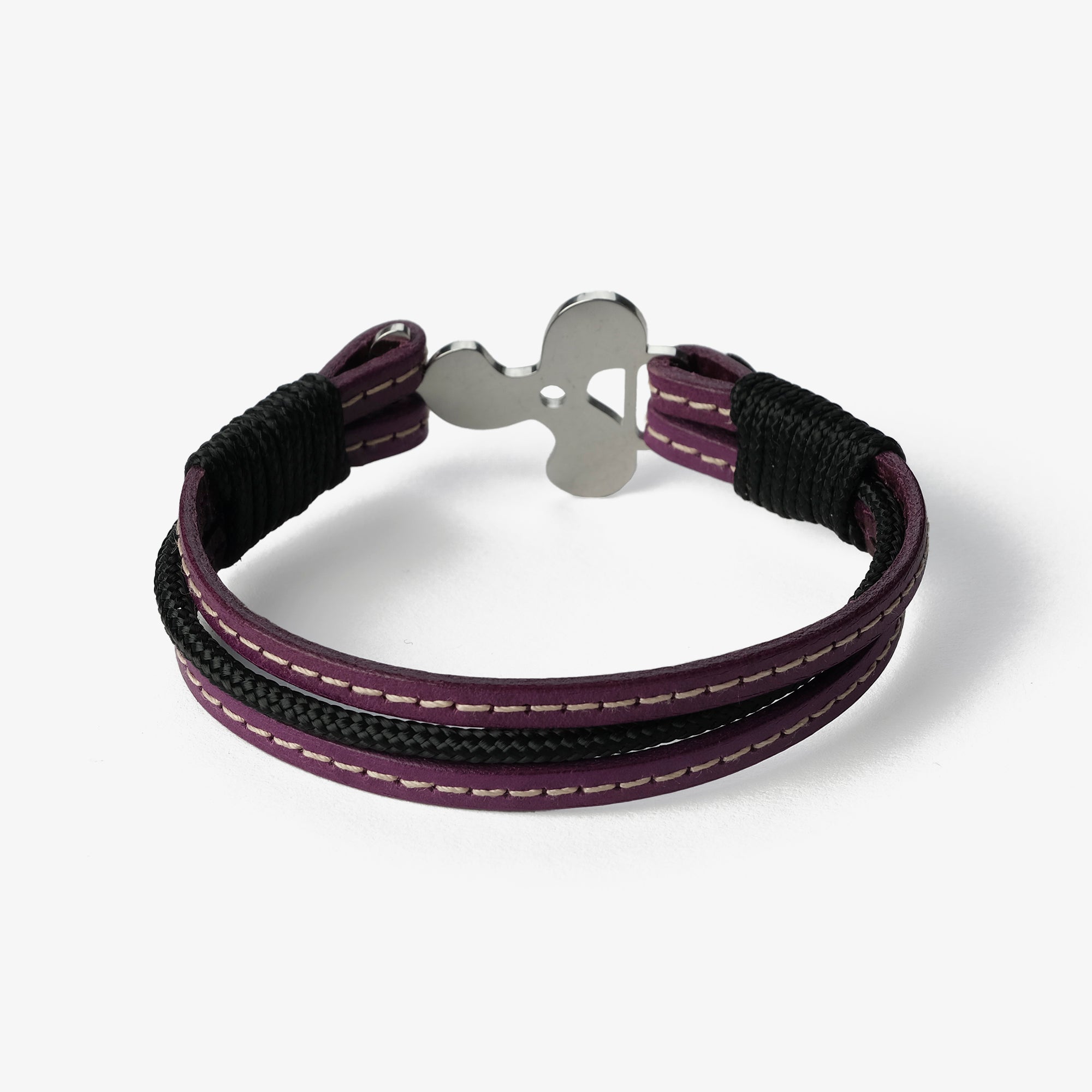 Old Skipper Plum Dream brățară piele mov-negru elice