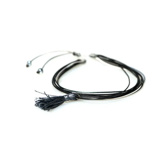 CrisFeather Camy brățară gleznă negru-gri șnur