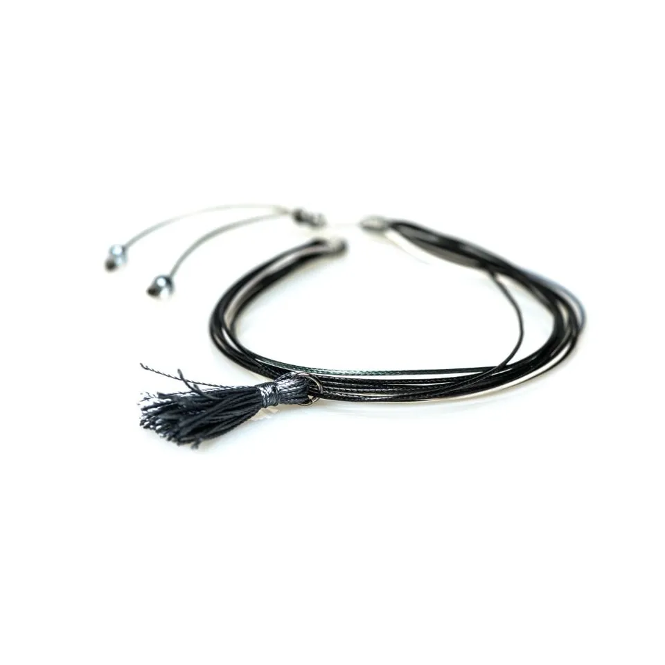 CrisFeather Camy brățară gleznă negru-gri șnur