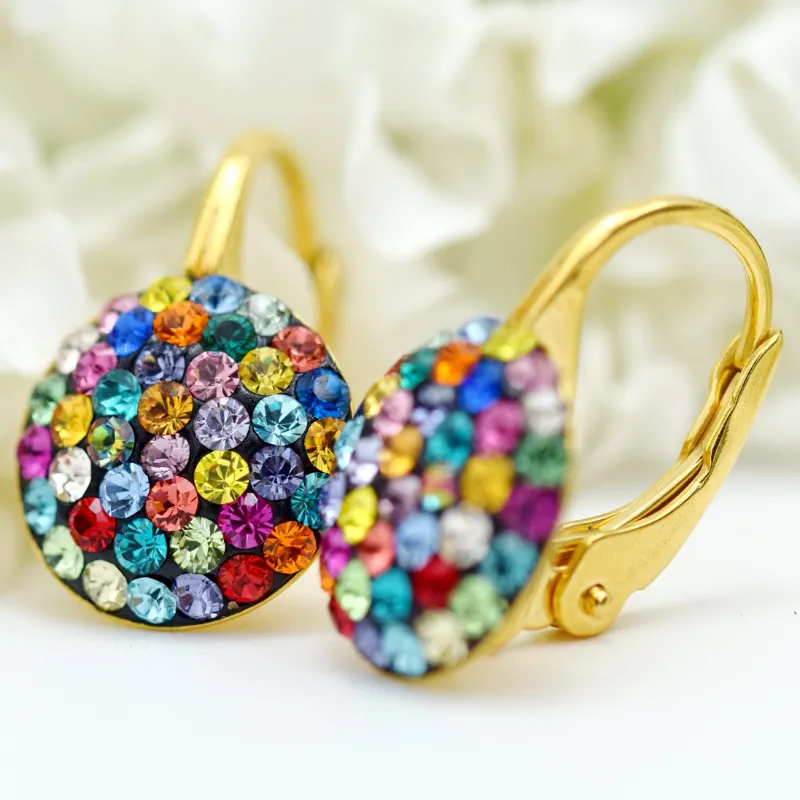 Mărgeluța din Cristal Mini Chaton Ball cercei argint 925 multicolor