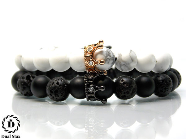 Dualstax No.6 bratari cuplu howlite lava 2 buc