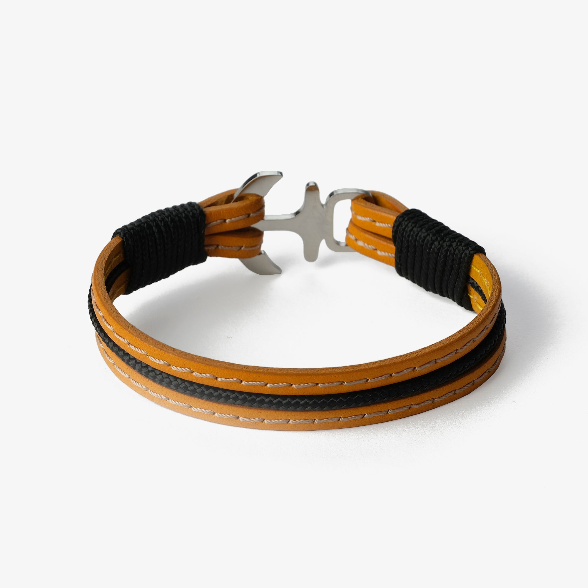 Old Skipper Golden Sunburst brățară piele ancoră muștar