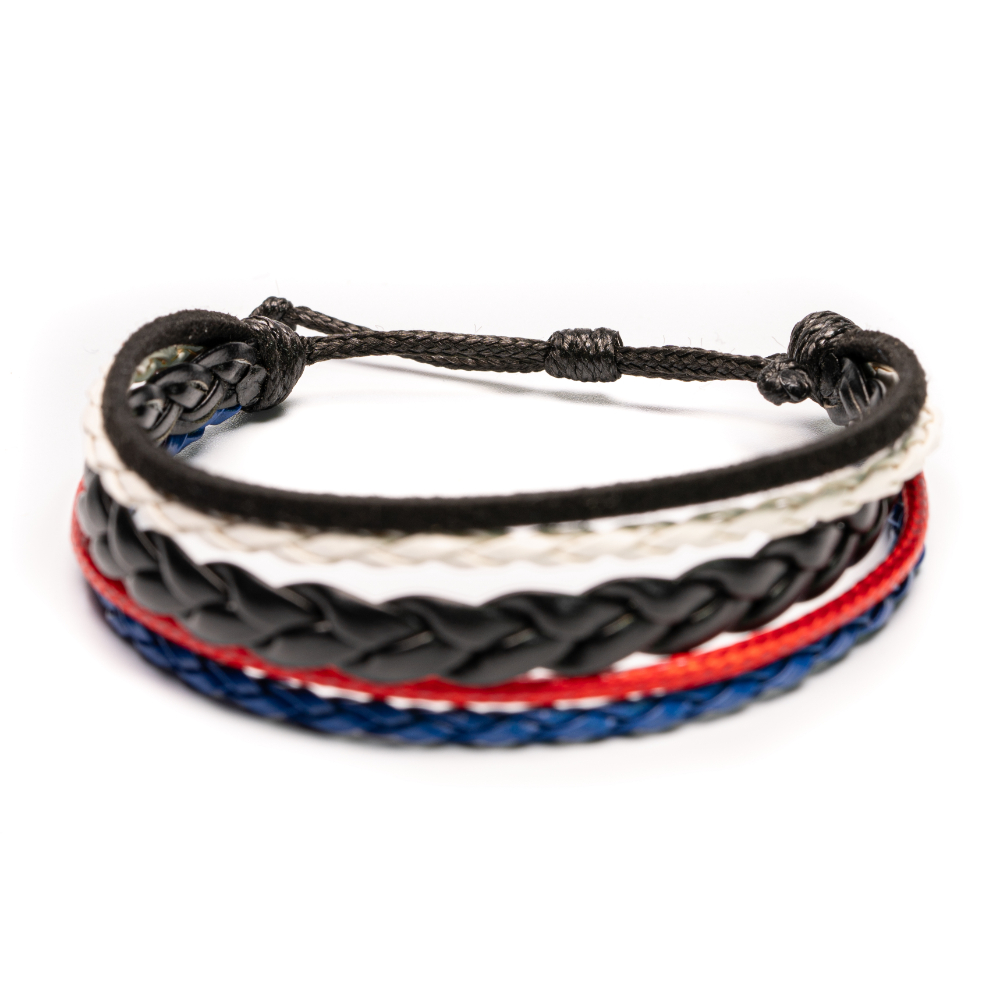 CrisFeather THC bratara piele unisex albastru-rosu reglabila