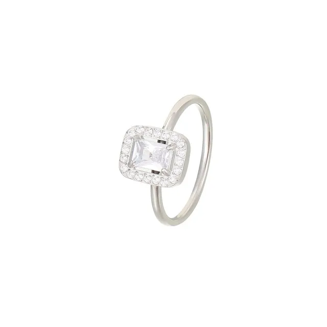 Rafini Elegance inel argintiu placat aur alb 18k