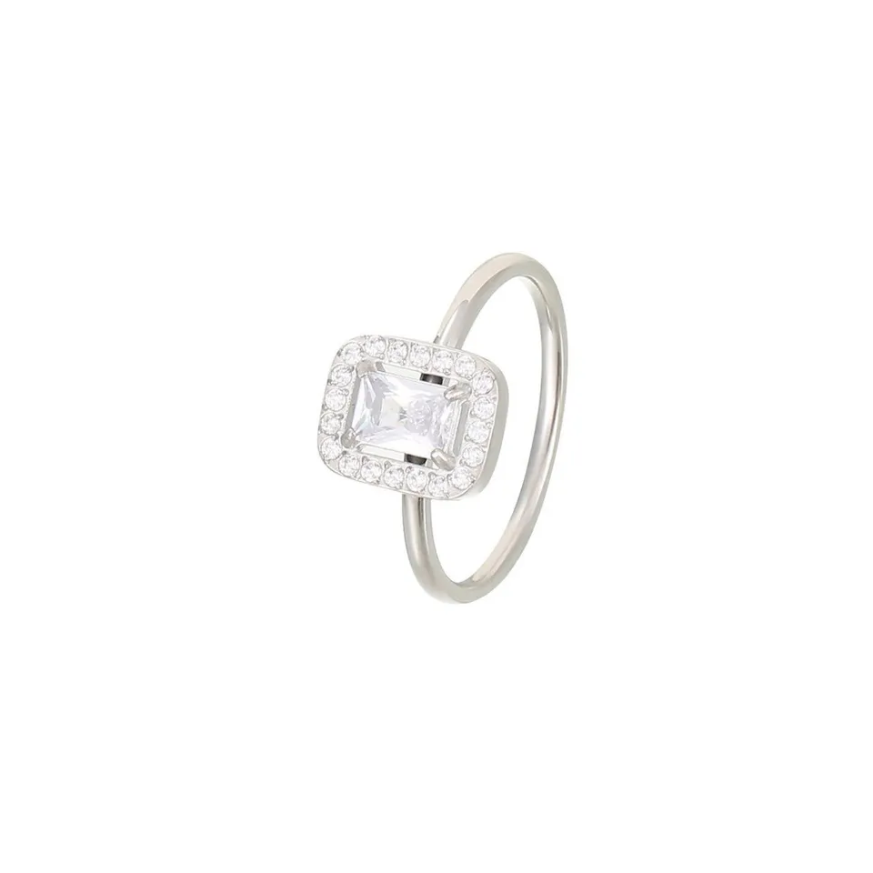 Rafini Elegance inel argintiu placat aur alb 18k