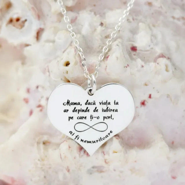 Margeluta.dincristal Inimioara colier Mama argint 925 personalizat