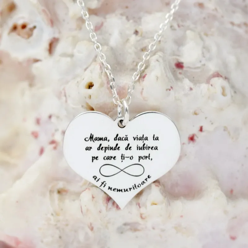 Margeluta.dincristal Inimioara colier Mama argint 925 personalizat