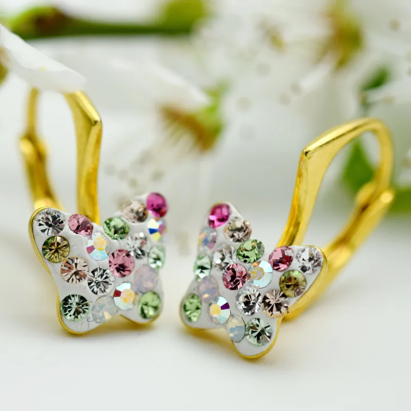Mini Butterfly Fluturas cercei argint aurit fetite leverback