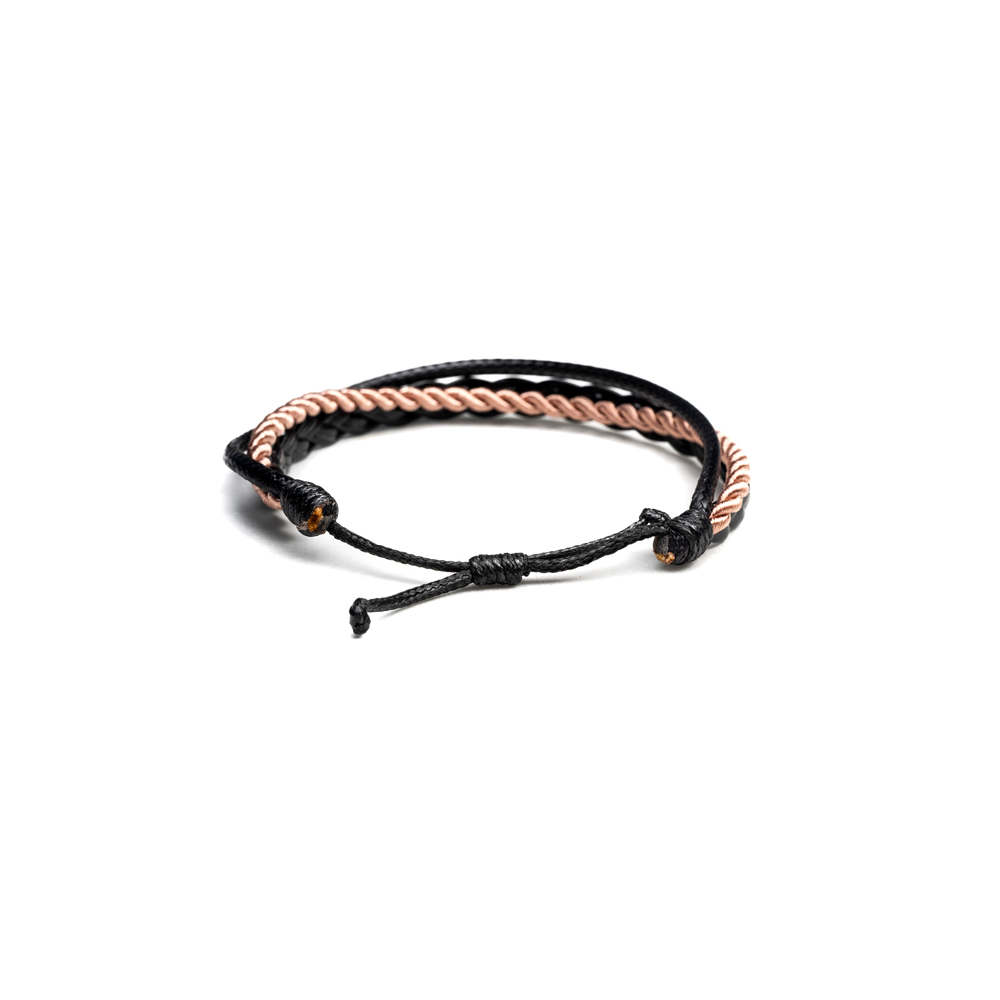 CrisFeather BulbSkin brățară piele negru-bej reglabilă