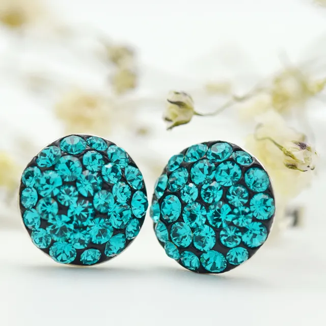 Margeluta.dincristal Chaton Ball Blue Zircon cercei argint 925 șurub