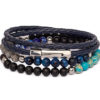 Dualstax No.1 set bratari barbati piele bleumarin